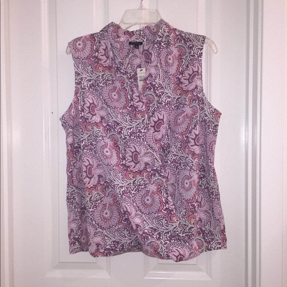 NWT Talbots Pink Paisley Flower Tank SZ 10